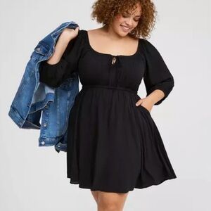 Torrid Black 3/4 Sleeve Mini Dress Size 2XL